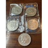 5 X 1981 ROYAL WEDDING COMMEMORATIVE COINS