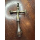 KITCHENALIA - 19TH CENTURY BRASS AND TREEN PASTRY JIGGER