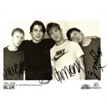 MUSIC - BLUR HAND SIGNED EMI RECORDS PROMOTION PHOTOGRAPH