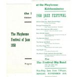 MUSIC - THE PLAYHOUSE FESTIVAL OF JAZZ @ KIDDERMINSTER 1958 CONCERT PROGRAMME