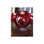 SET OF 6 FRENCH RUBY BRANDY GLASSES WITH NAPOLEON CREST