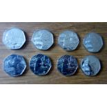 COINS - PADDINGTON BEAR 50P PIECES X 8