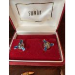 3 X PAIRS OF VINTAGE CUFFLINKS BOXED & ENAMELLED EXAMPLES