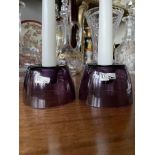 PAIR OF MID CENTURY SWEDISH GLASS CANDLESTICKS BY EKENAS