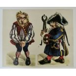 CARICATURE -- COLLECTION of 8 catchpenny prints, each depicting two large comical characters