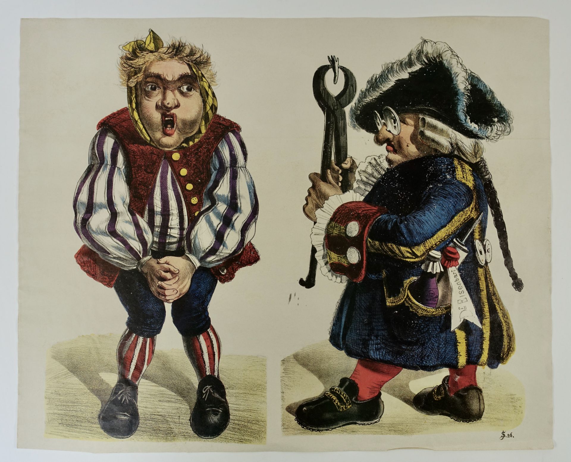 CARICATURE -- COLLECTION of 8 catchpenny prints, each depicting two large comical characters