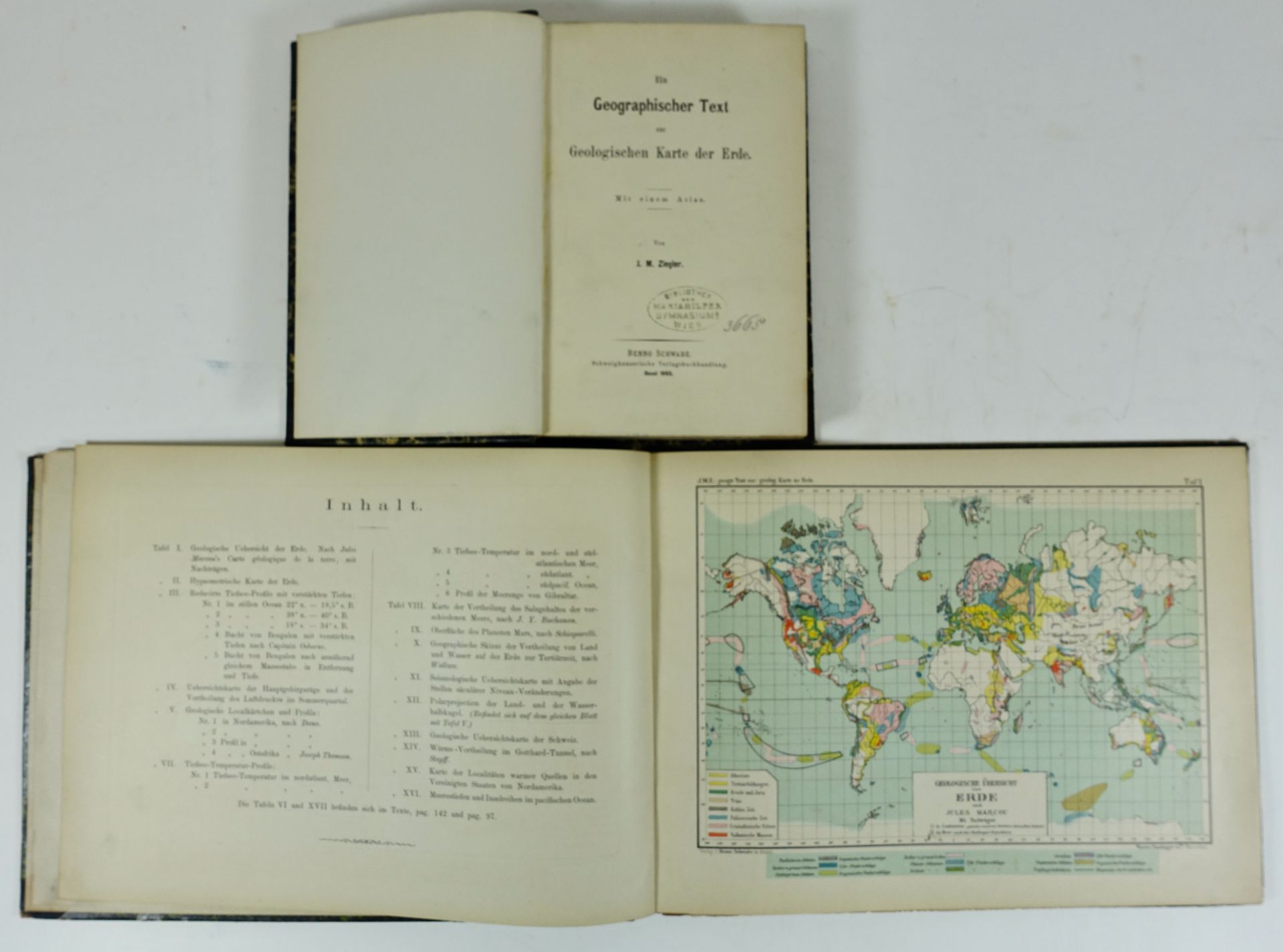 ZIEGLER, J.M. Ein geographischer Text zur geologischen Karte der Erde. Basel, 1883