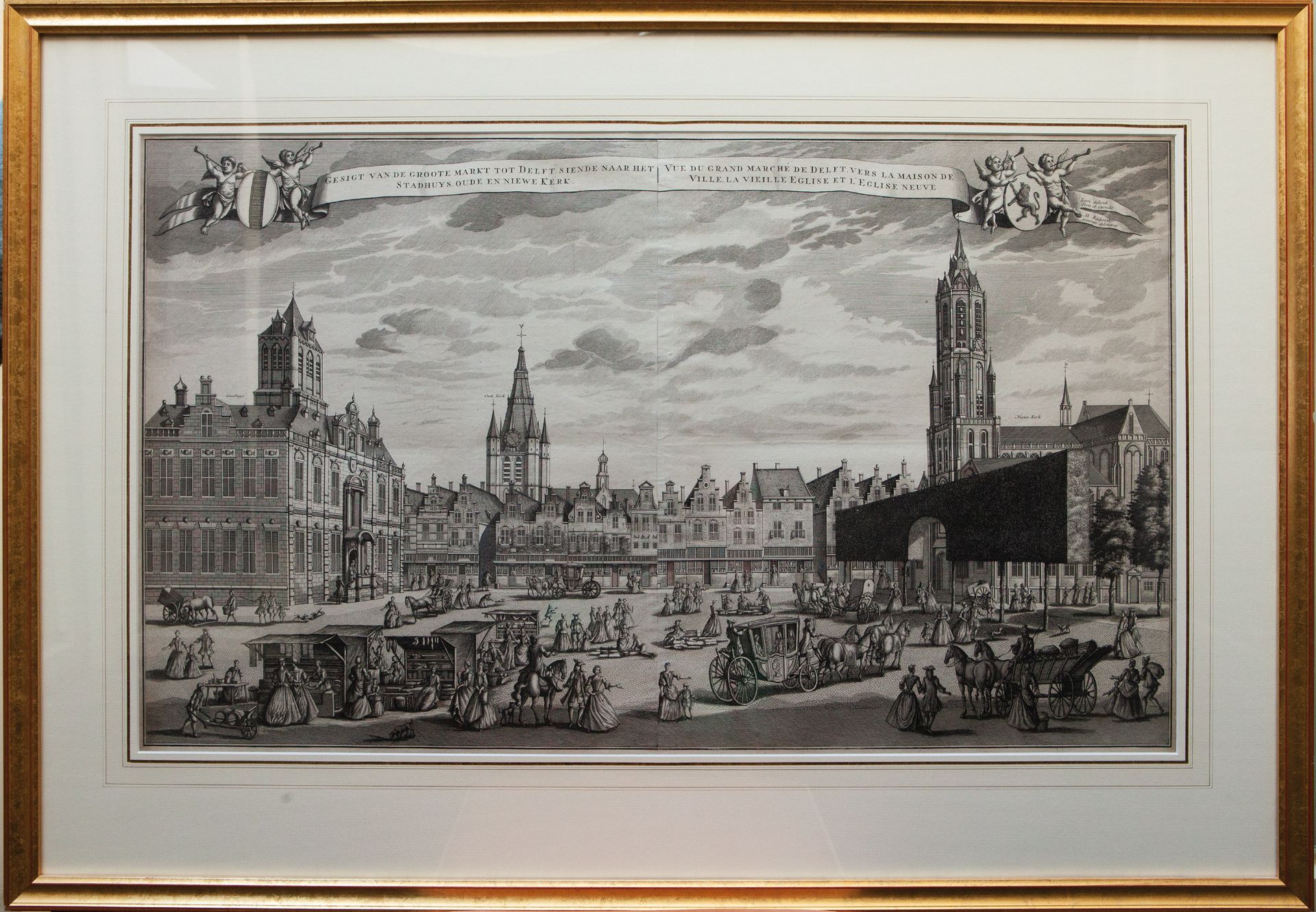 LOW COUNTRIES -- DELFT -- "GESIGT van de Groote Markt tot Delft, siende naar - Image 2 of 2