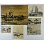 COLLECTION of 15 drawings of landscapes in various techniques. 19th-20th c