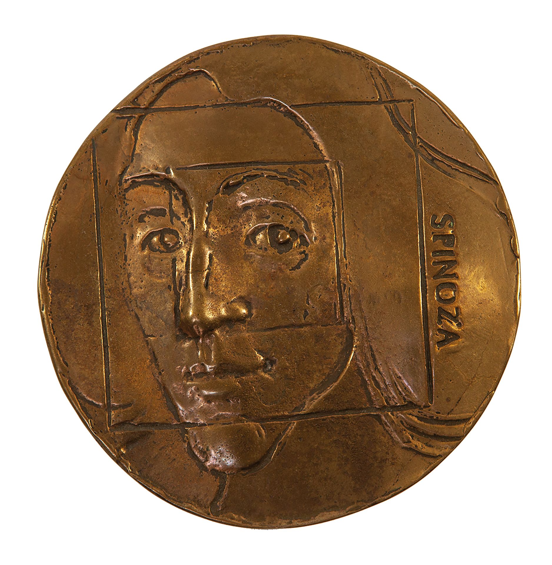 VERENIGING VOOR PENNINGKUNST -- "SPINOZA". (Zandvoort, Argentor, 2001). Bronze cast medal by Eric