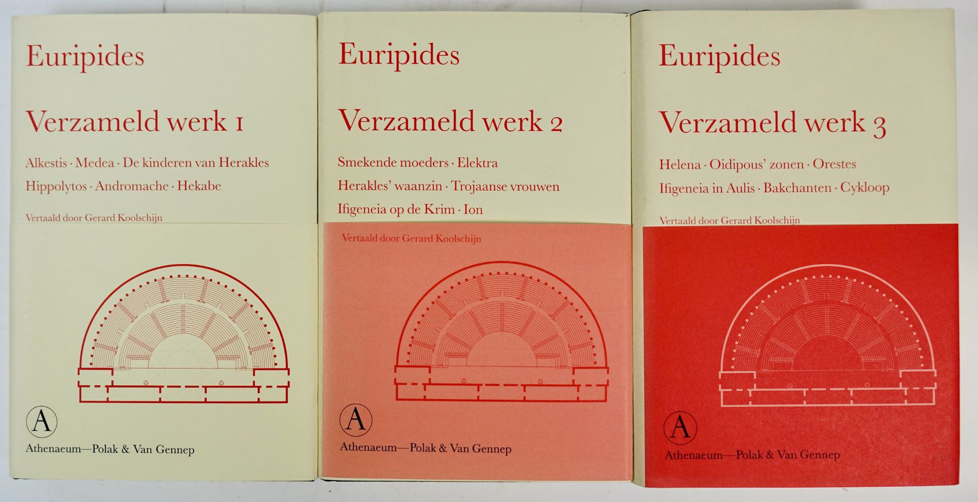 EURIPIDES. Verzameld werk. Vert. door G. Koolschijn. 2001-03. 3 vols. Or. cloth