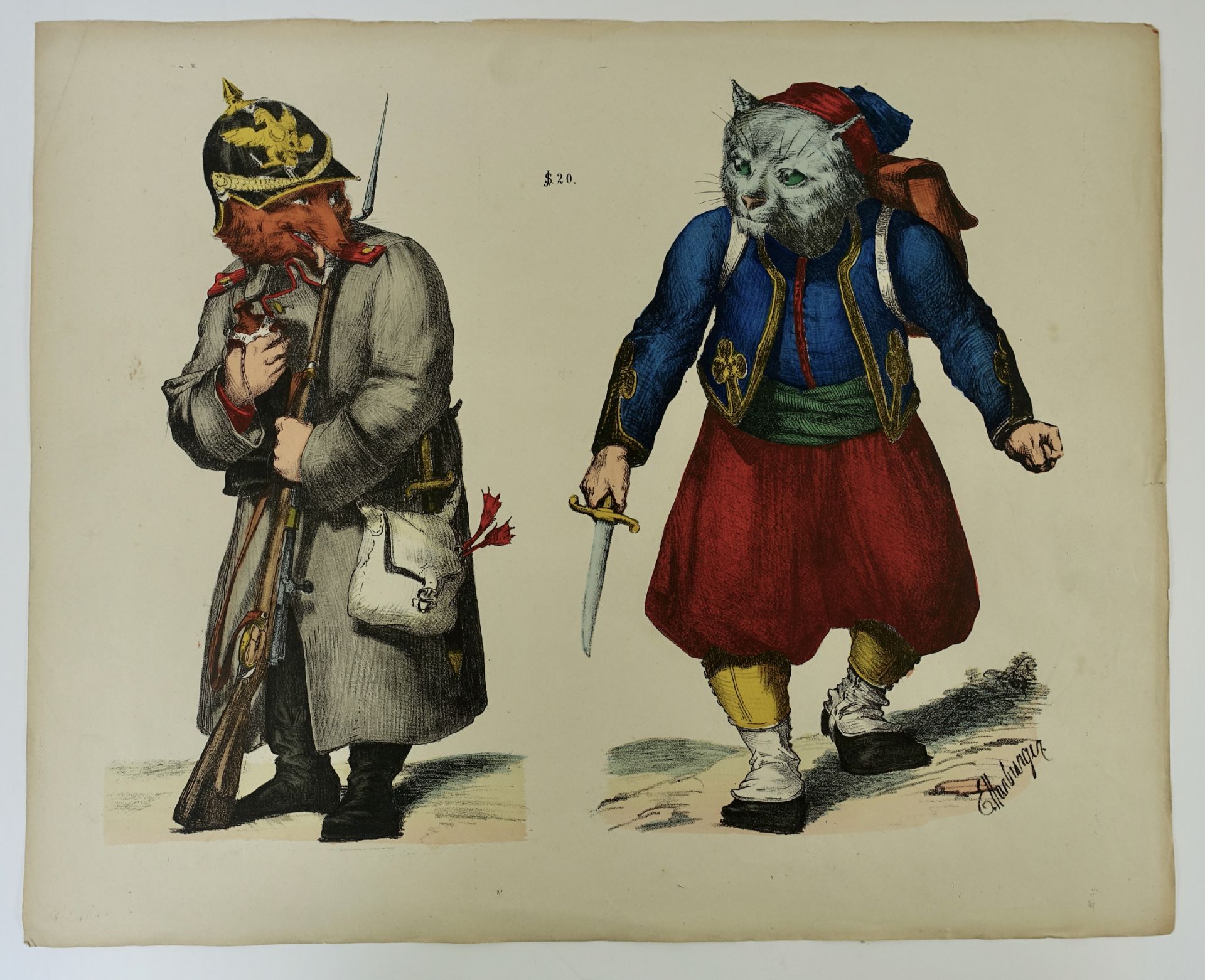 CARICATURE -- COLLECTION of 8 catchpenny prints, each depicting two large comical characters - Image 3 of 3