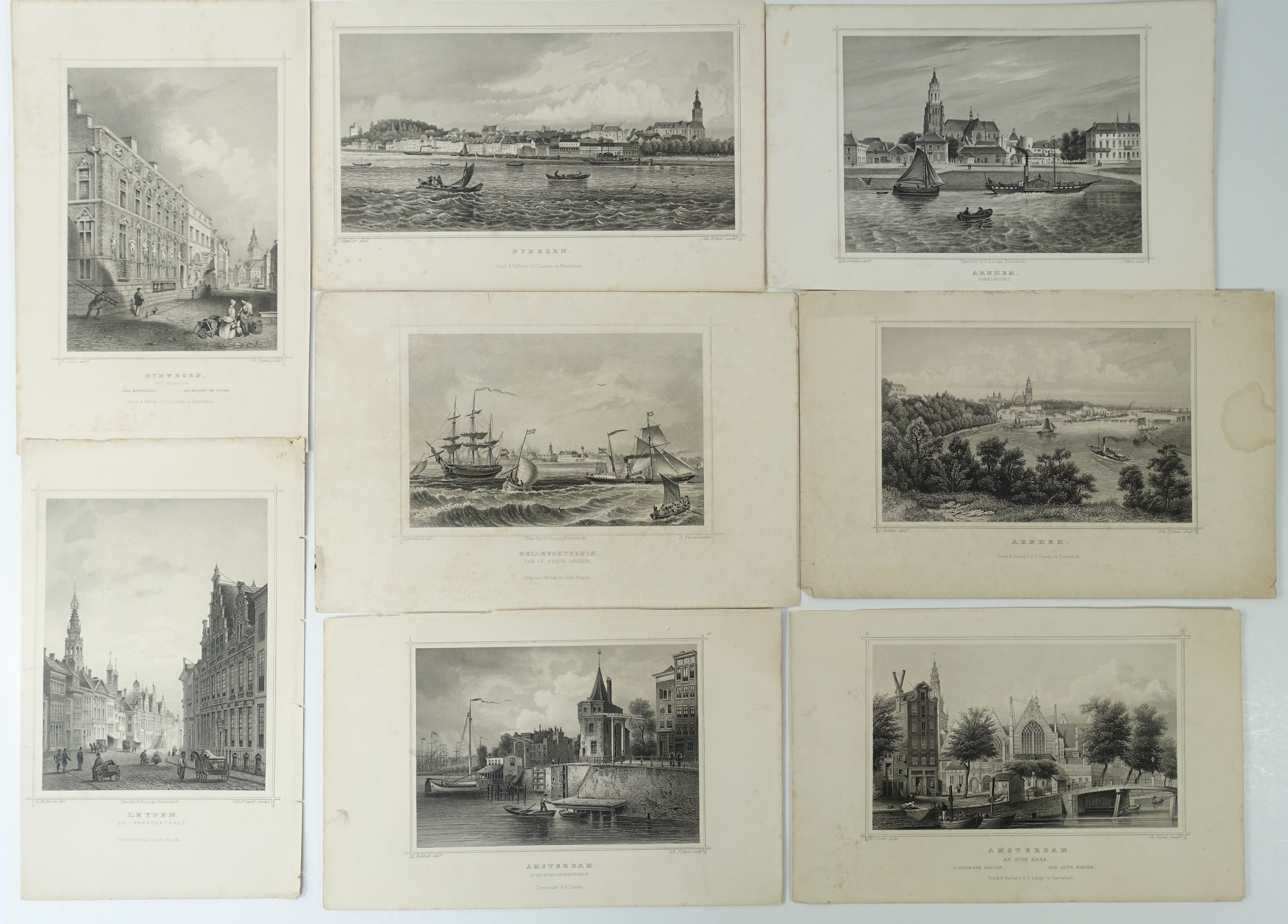 LOW COUNTRIES -- COLLECTION of 66 steel-engraved views of Dutch towns and