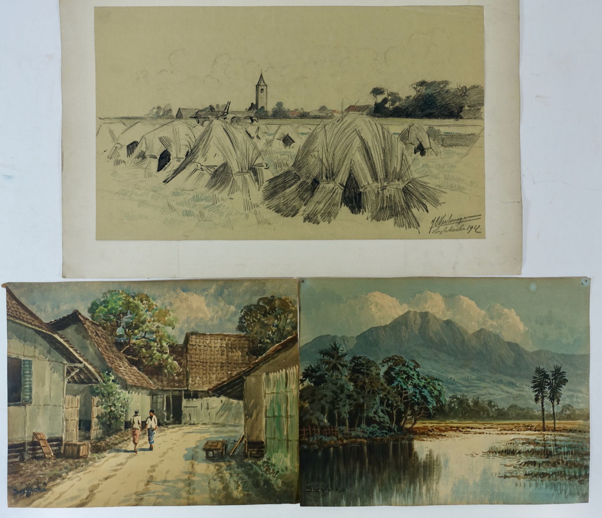 COLLECTION of 15 drawings of landscapes in various techniques. 19th-20th c - Bild 2 aus 3