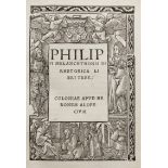 MELANCHTHON, Ph. De Rhetorica libri tres. Cologne, H. Alopecius, (Mense Augusto 1521