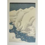 JAPANESE PRINTS -- UTAGAWA HIROSHIGE (1797-1858). "Mountains and Rivers on the Kiso Road