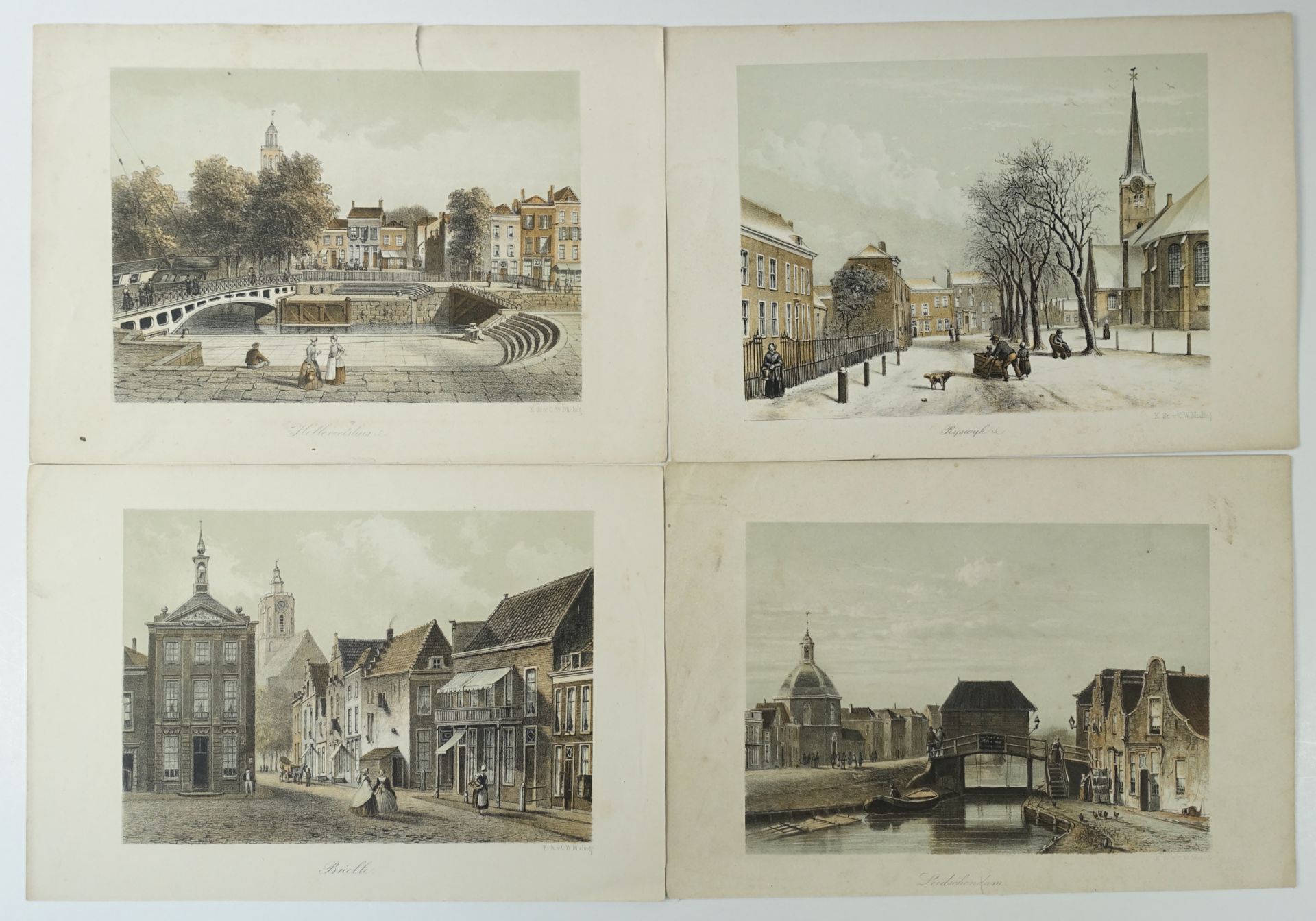 LOW COUNTRIES -- MIELING -- COLLECTION of 28 coloured/tinted lithographed topographical views of - Bild 2 aus 3
