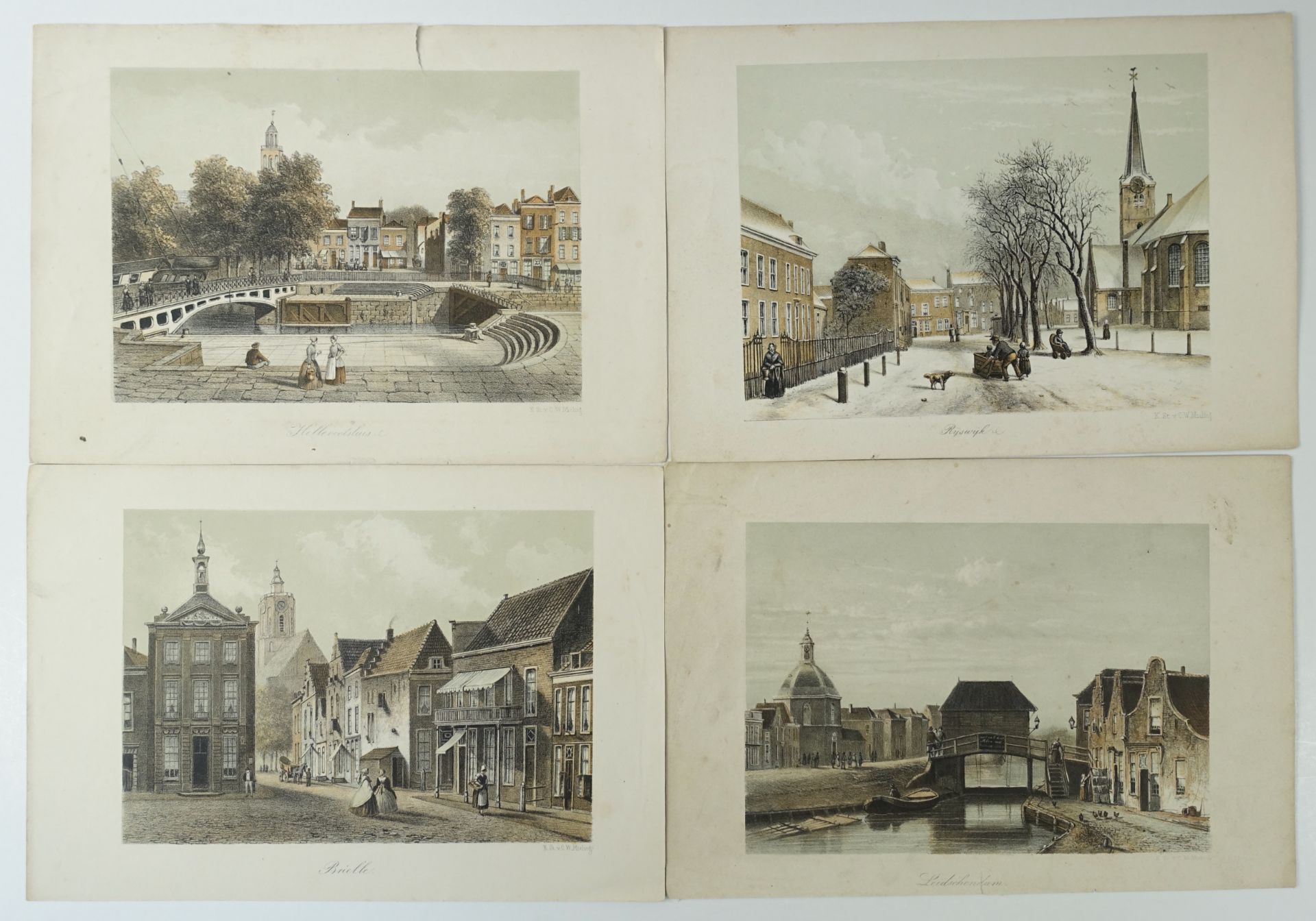 LOW COUNTRIES -- MIELING -- COLLECTION of 28 coloured/tinted lithographed topographical views of - Image 2 of 3