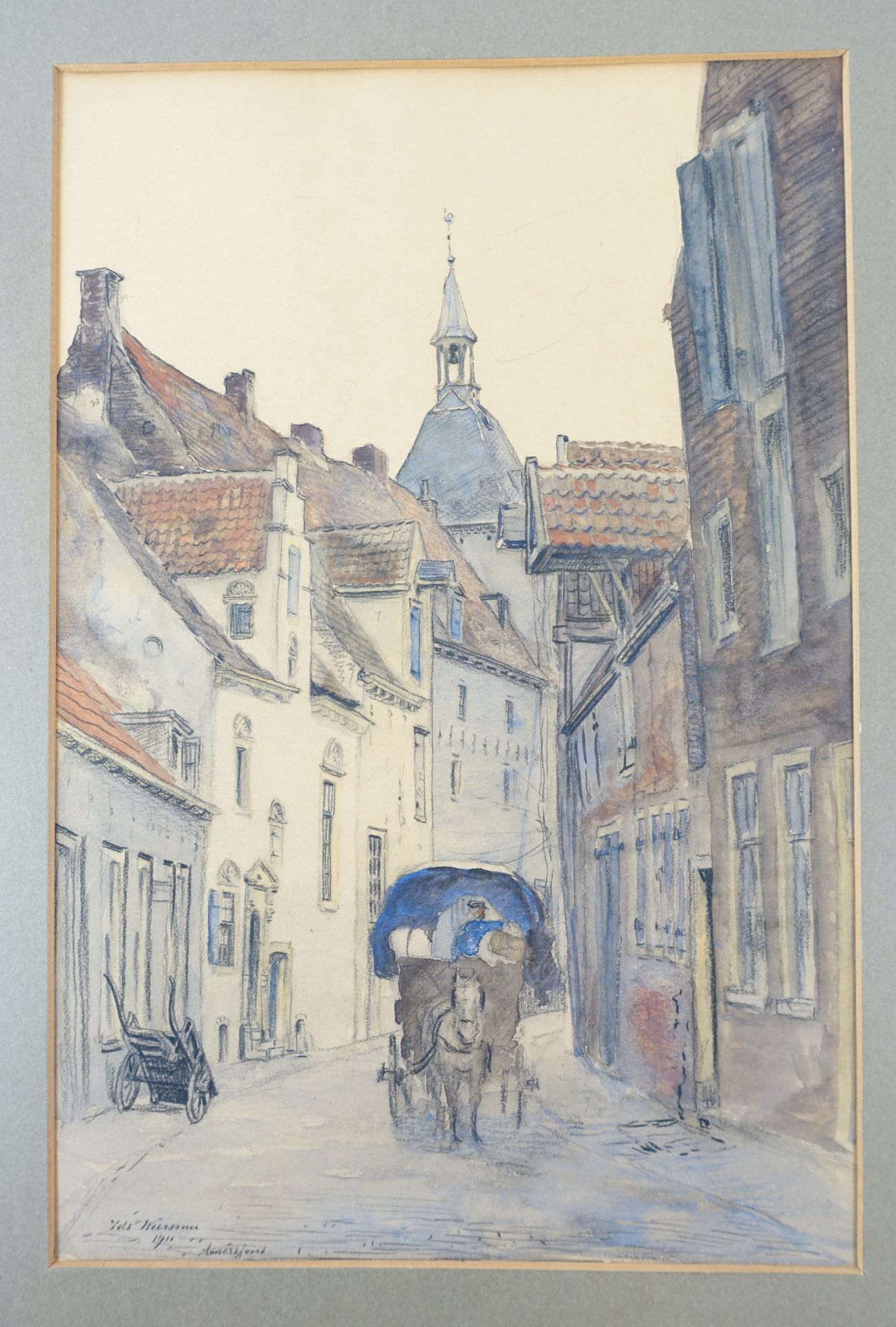 WIERSMA, Ids (1878-1965). "Amersfoort". 1911. Drawing in crayon and colour wash. 315