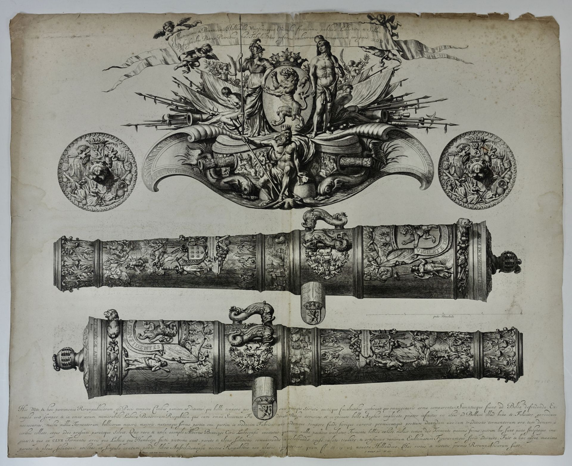 BLOTELINGH, Abraham (1640-1690). (The "Benningh Cannons"). 1671 (dated in the plate). Engr