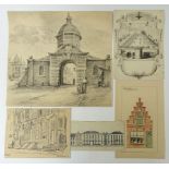 COLLECTION of 41 drawings by various hands of castles, country houses, churches