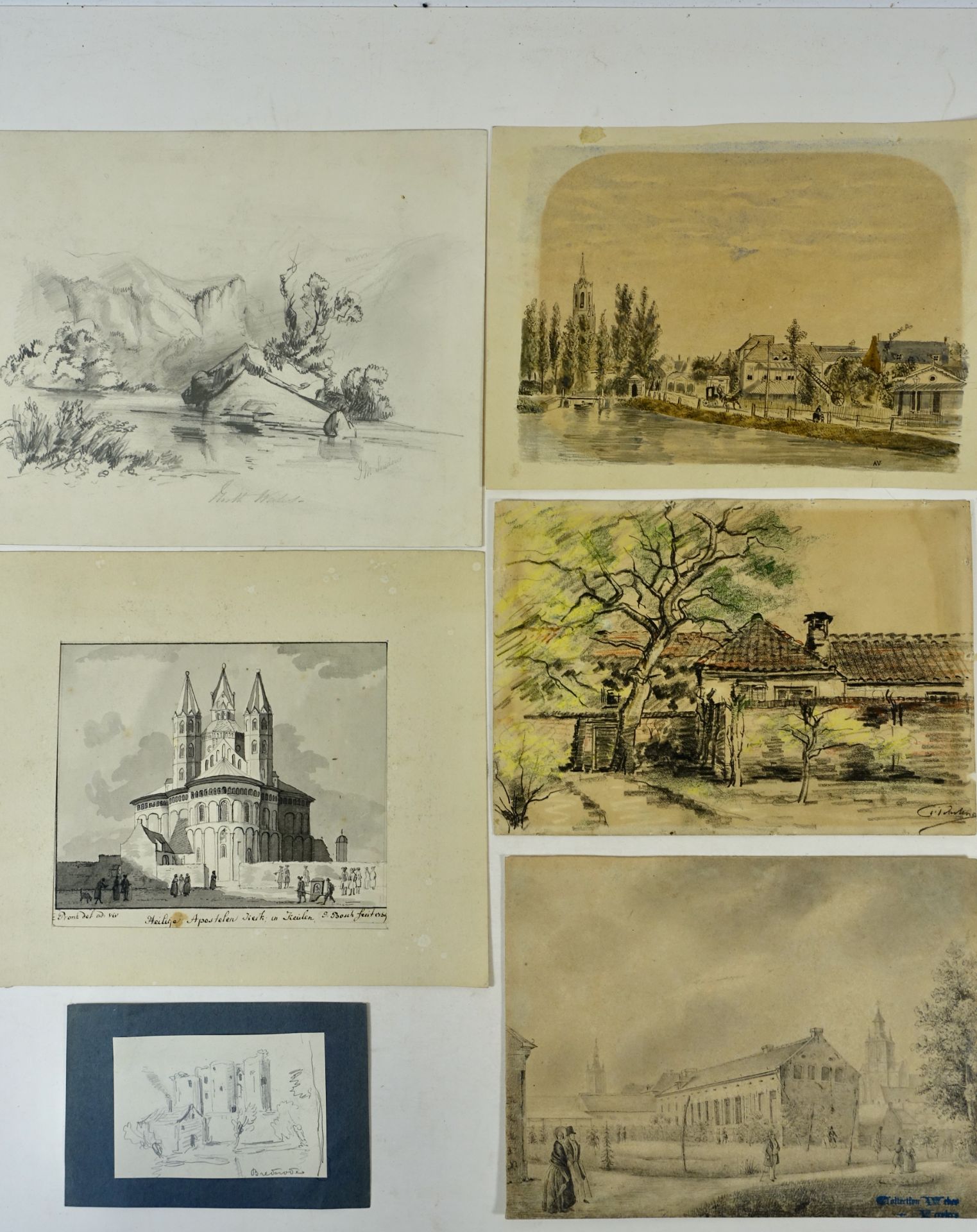 COLLECTION of 15 drawings of landscapes in various techniques. 19th-20th c - Bild 3 aus 3