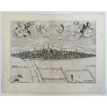 LOW COUNTRIES -- LEIDEN -- "LEIDEN". N.d. (early 16th c.?). Engr. perspective view of