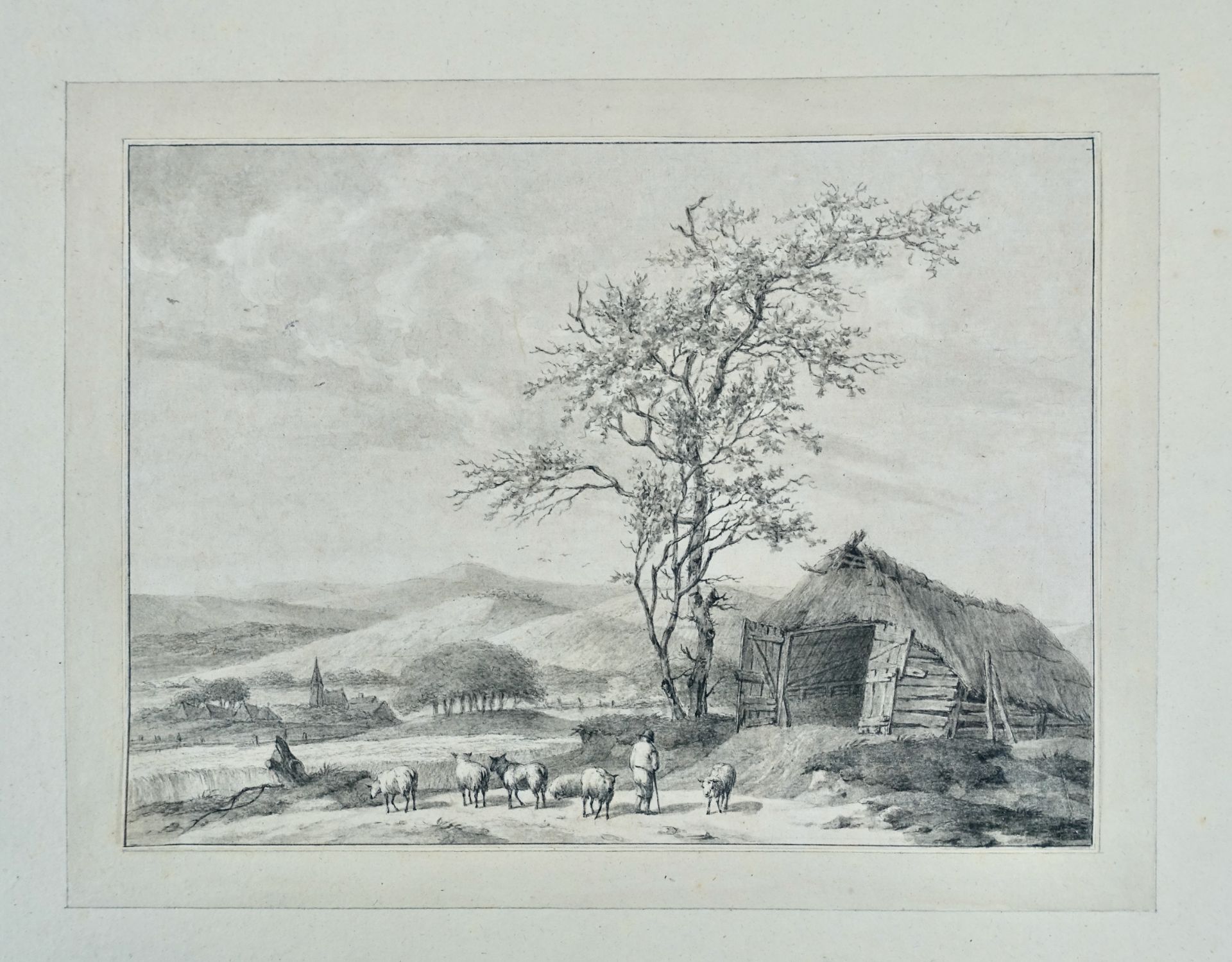 CRANENBURG(H), Hendrik v. (1754-1832). Landscape with a shepherd and his flock