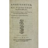 ANACREON. Anakreontos, kai allon tinon lyrikon poieton mele (graece). Anacreontis et aliorum