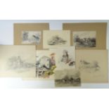 CRAEYVANGER, Gijsbertus (1810-1895). Collection of 8 small drawings: 5 in pencil and