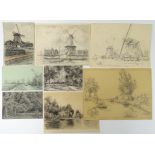 LANDSCAPE DRAWINGS. Collection of 12 drawings by various hands of Dutch landscapes