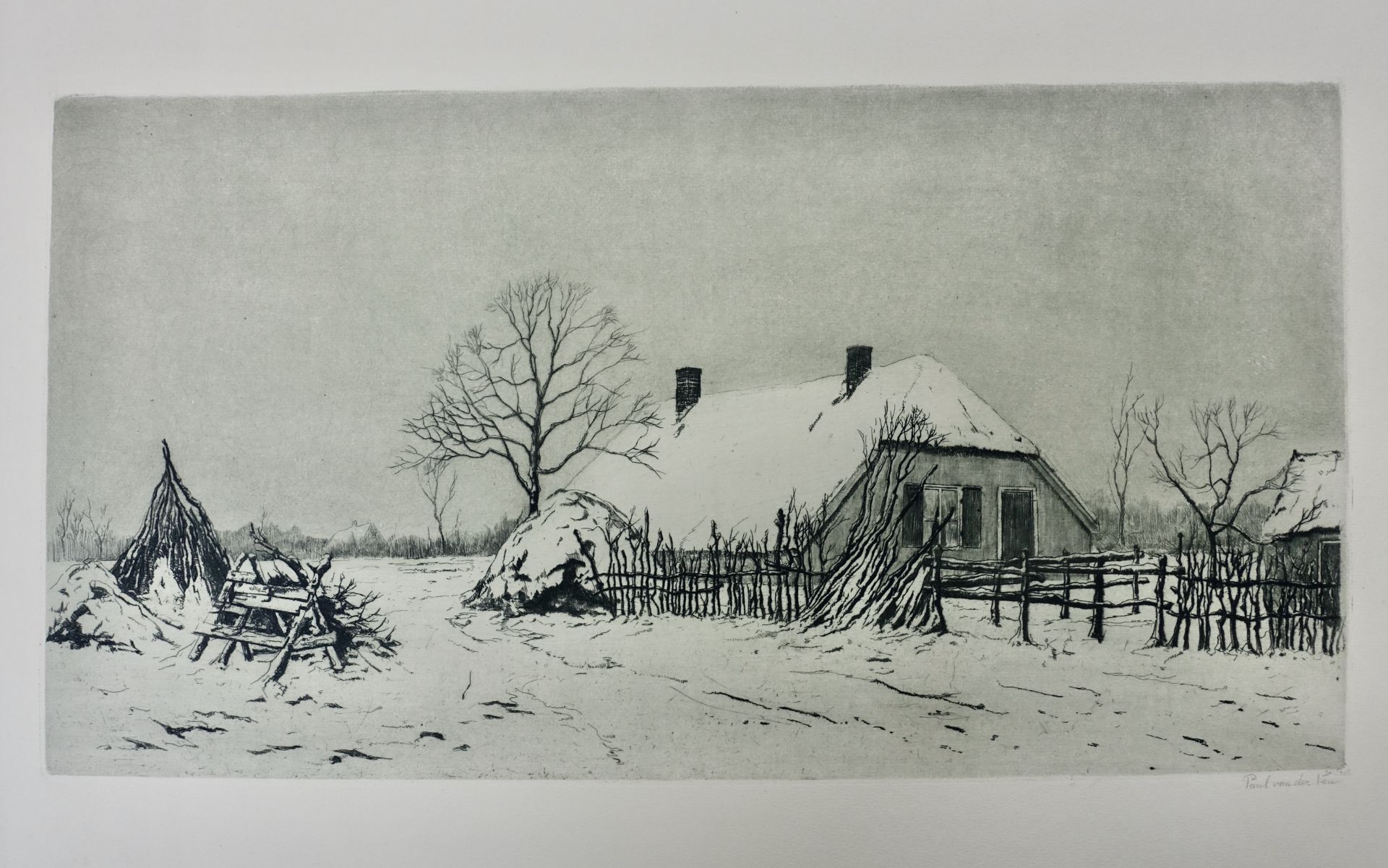 BOTTEMA, Tjeerd (1884-1978). ("Molen in de winter"). N.d. Colour etching and aquatint - Bild 2 aus 2