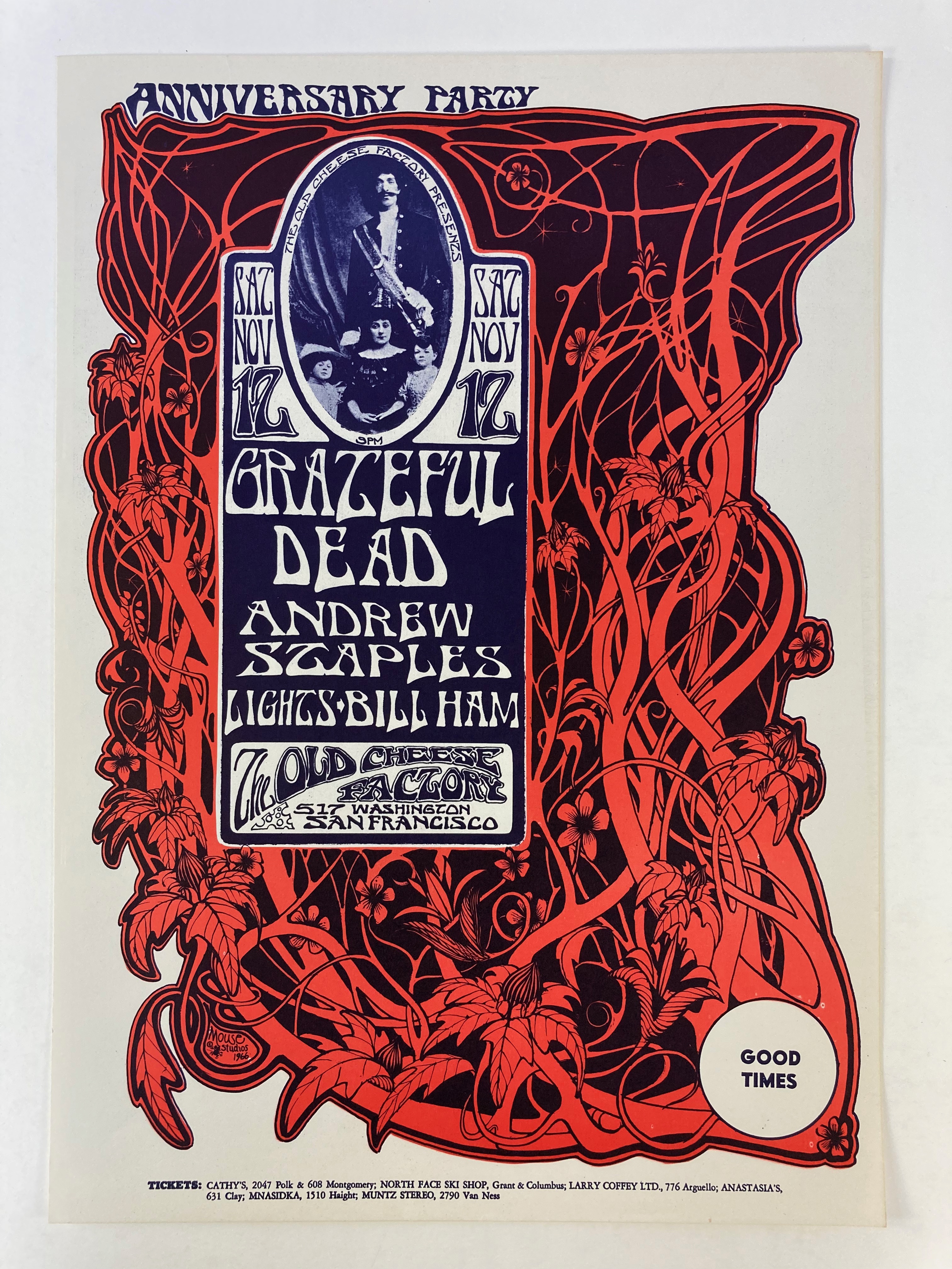 GRATEFUL DEAD/Andrew Staples. 12 Nov. The Old Cheese Factory San Francisco