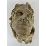 VOLTAIRE, (F.M. Arouet de). Plaster cast death mask. 19th c. 270 x