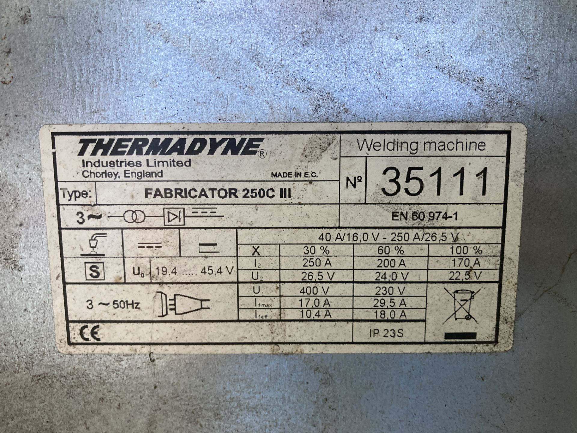 Thermal Arc Fabricator 250C MKIII mig welding set - Image 3 of 4