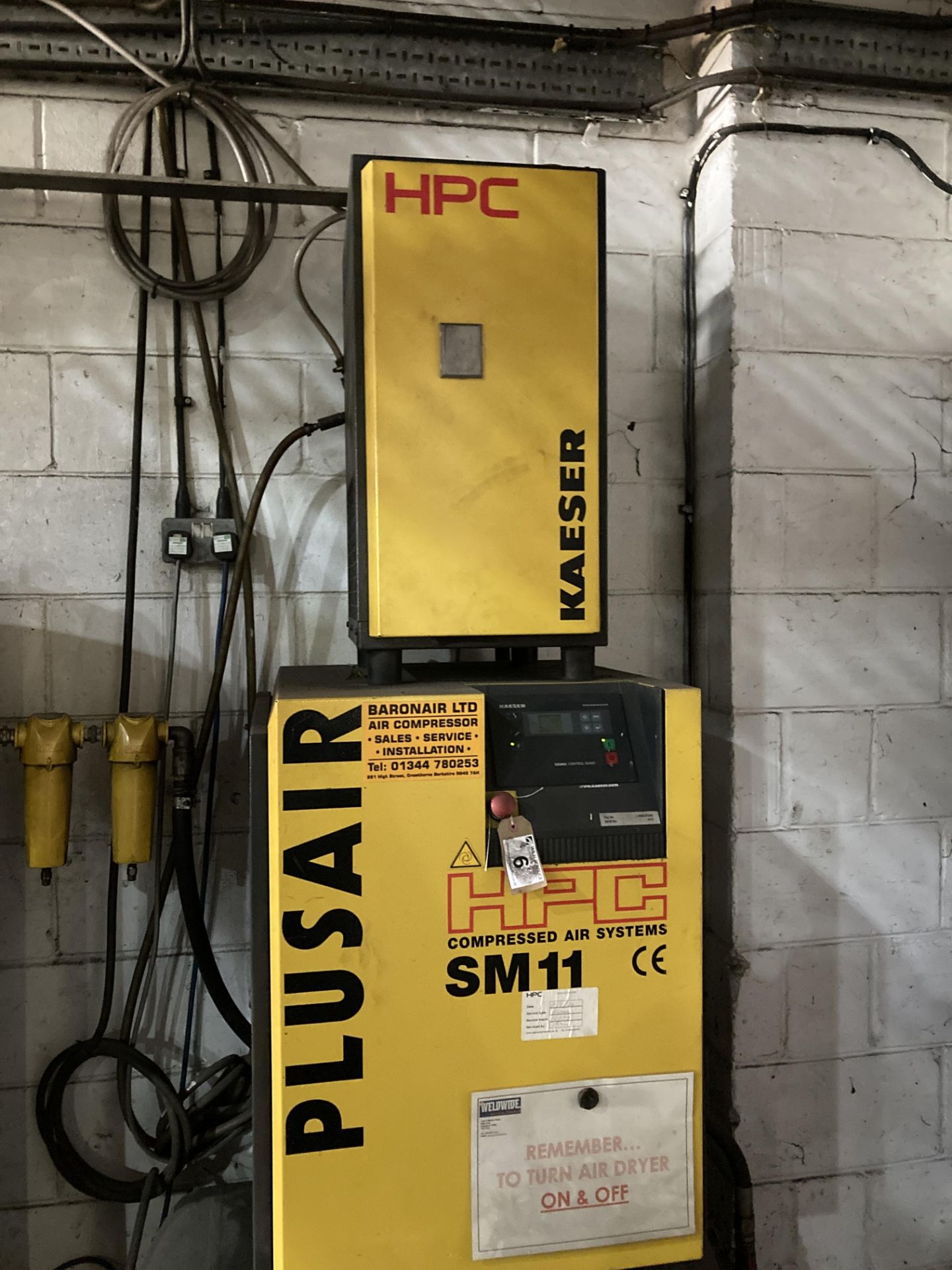 HPC Plus Air SM11 rotary screw air compressor together with HPC model 1015TBH30 chiller and vertical - Image 3 of 7