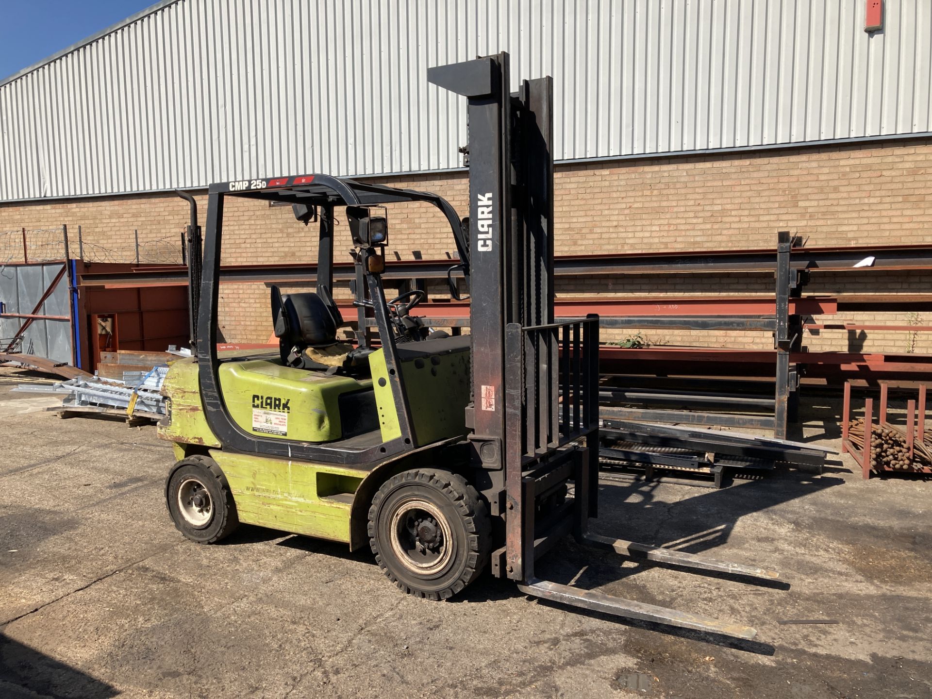 Clark SF25D counter balance diesel forklift truck, with double mast and side shift, year 2005,