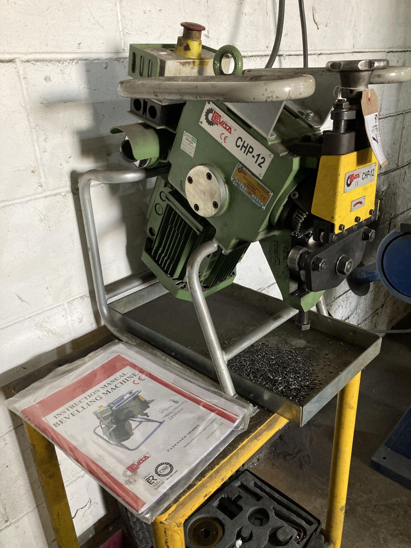 Cevisa CHP12 beveling machine, serial no. 7889, year 2015, together with work stand