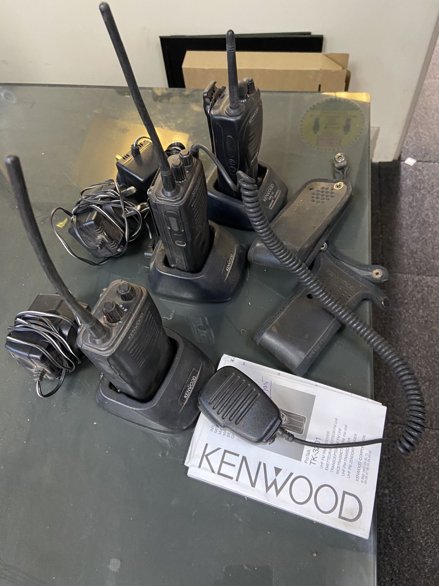 Three Kenwood radios model TK3202 with batteries, charger and accessories - Image 2 of 2