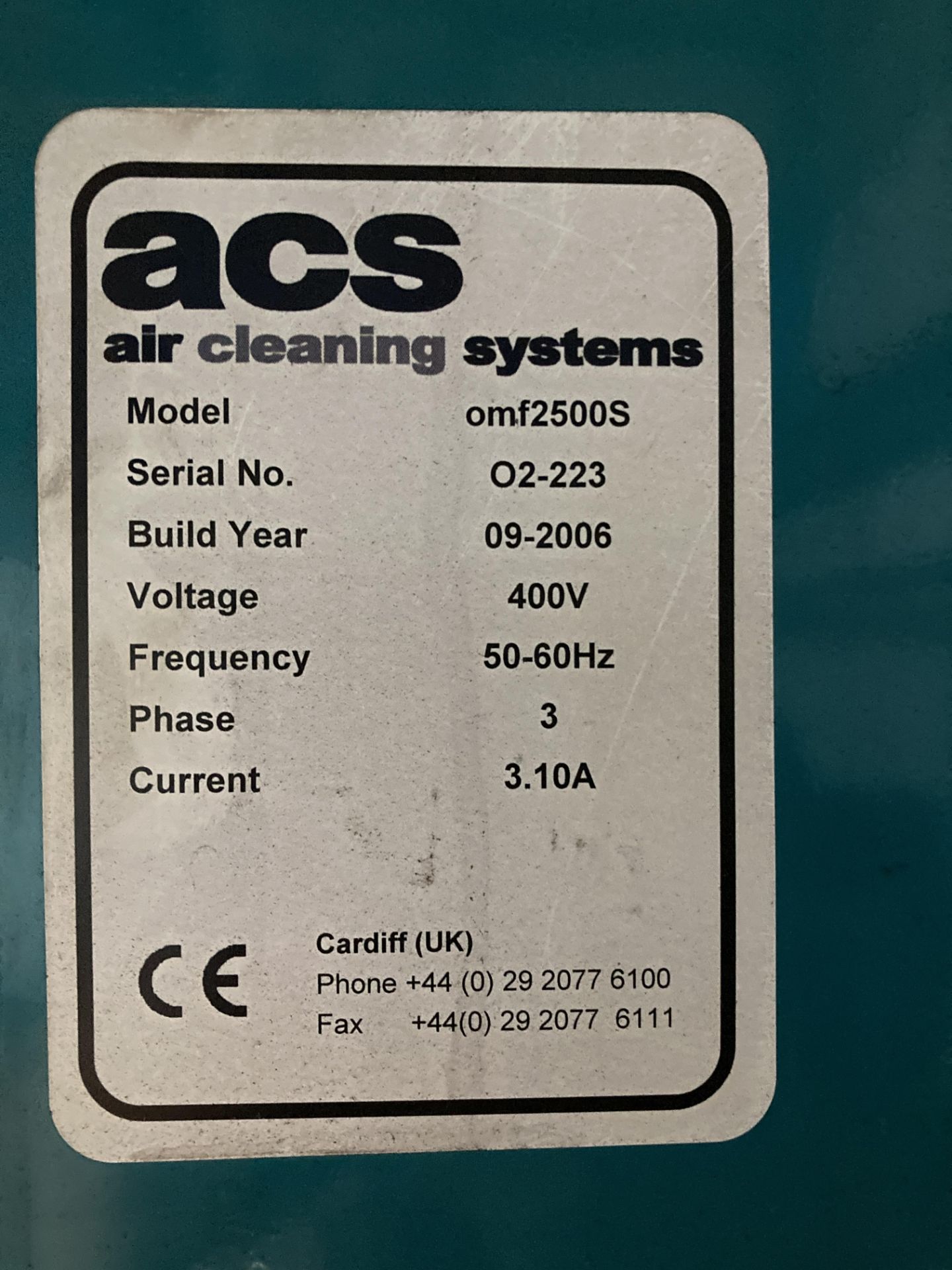 ACS OMF25005 3 box, 3 filter dust extraction cabinet, serial no. 02-223, year September 2006 ( - Image 4 of 6