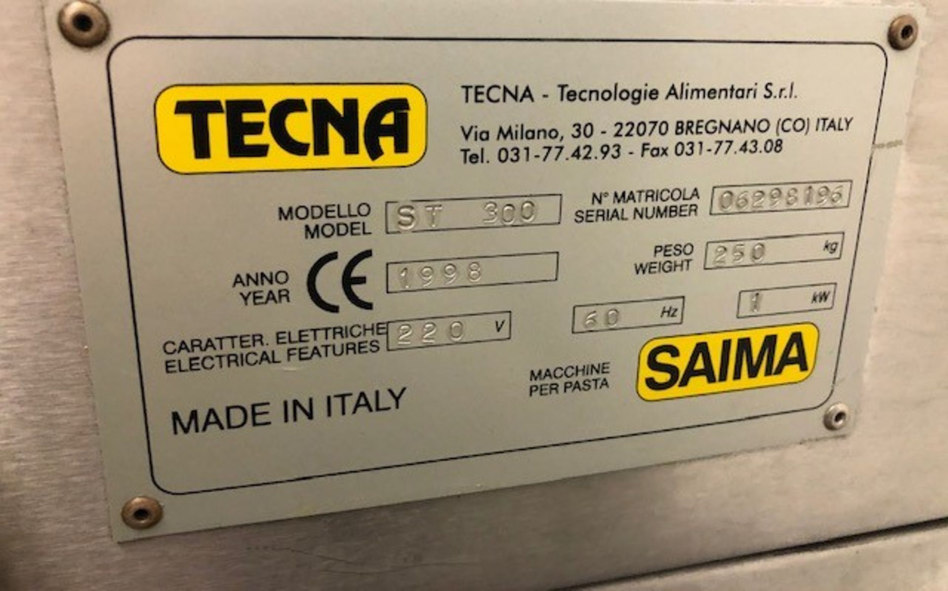 TECNA Striped pasta laminator Mod. TGS-300 - Image 2 of 2
