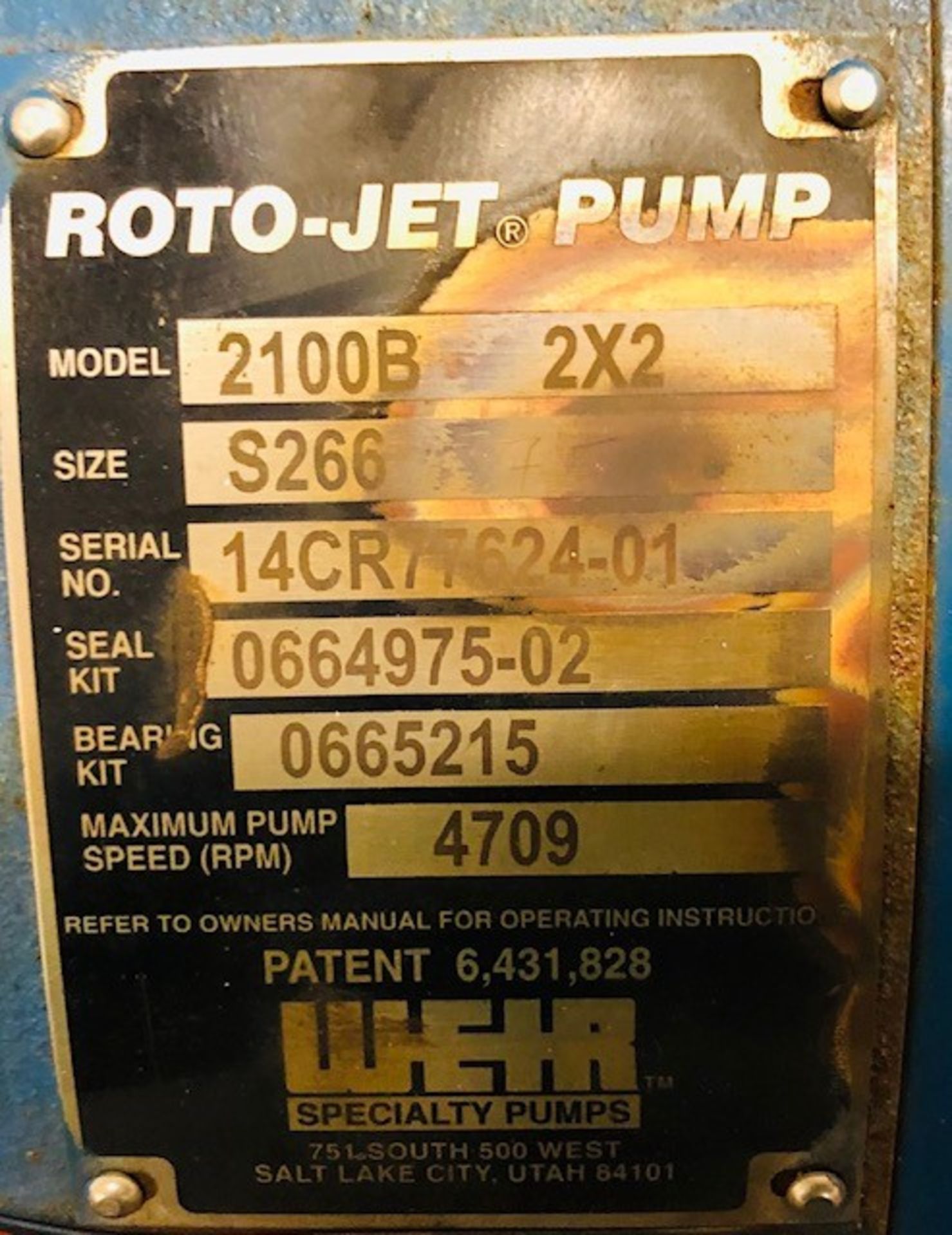 ROTO-JET Pump Mod. 2100B-2X2, S/N:14CR77624-01 - Image 5 of 5