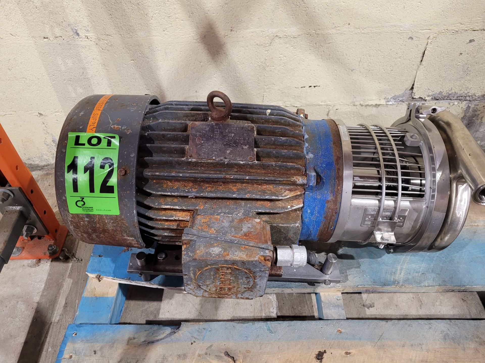 CHERRY BURRELL centrifugal pump, 1 1/2"X 2 1/2", 7.5 H.P motor