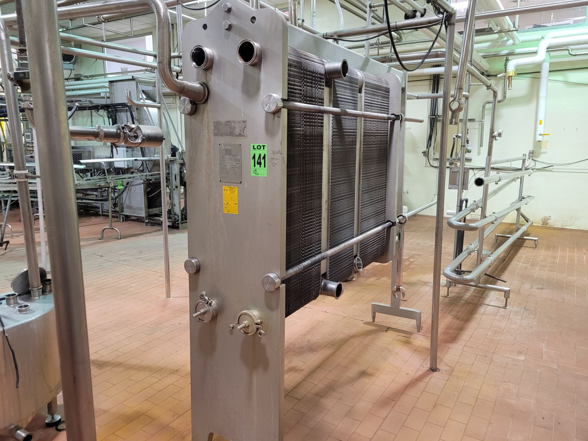 APV HTST plate pasteurizer, mod. TR3SS/H-10, ser # 20033015000021, mfg 2003, working pressure of 145