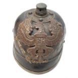 WW1 Imperial German 1915 Pickelhaube. (Missing the detachable spike) Found in a cellar near