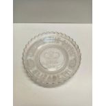 1937 Glass Dish Commemorating the Coronation of George VI and Elizabeth in Good Condition.