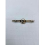 Victorian 9ct Gold Bar Brooch with Seed Pearls, 1.6g, 4.5cms