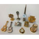 10x miniature Novelty Clocks ranging from 4cm to 14cm in height (10)