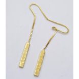 18CT YELLOW GOLD GUCCI DROP EARRINGS, WEIGHT 3.5G