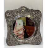 Victorian ornate silver framed mirror 18x20cms, weighs 260g